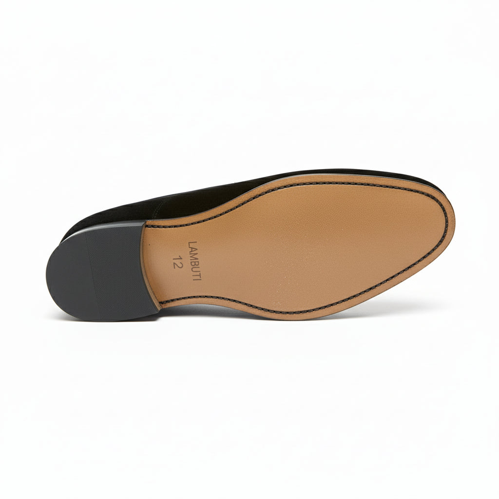 sole-view - Men's Embroidered Velvet Leather Slippers