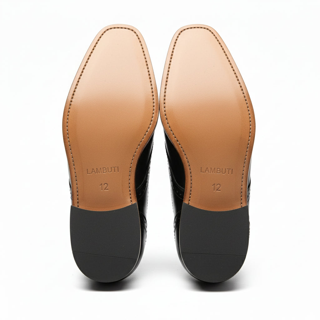 sole-view - Men's Full Grain Leather Wingtip Dress Shoes