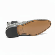 Men's Gray Crocodile Embossed Chelsea Leather Boots - sole-view