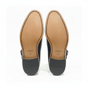 Men's Gray Wing Tip Monk Leather Shoes - sole-view