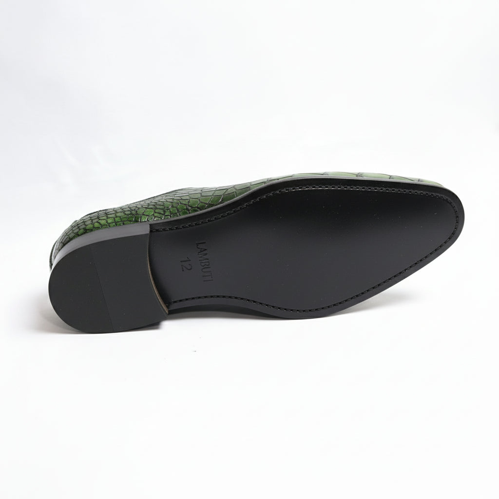 sole-view - Men's Green Leather Dress Shoes