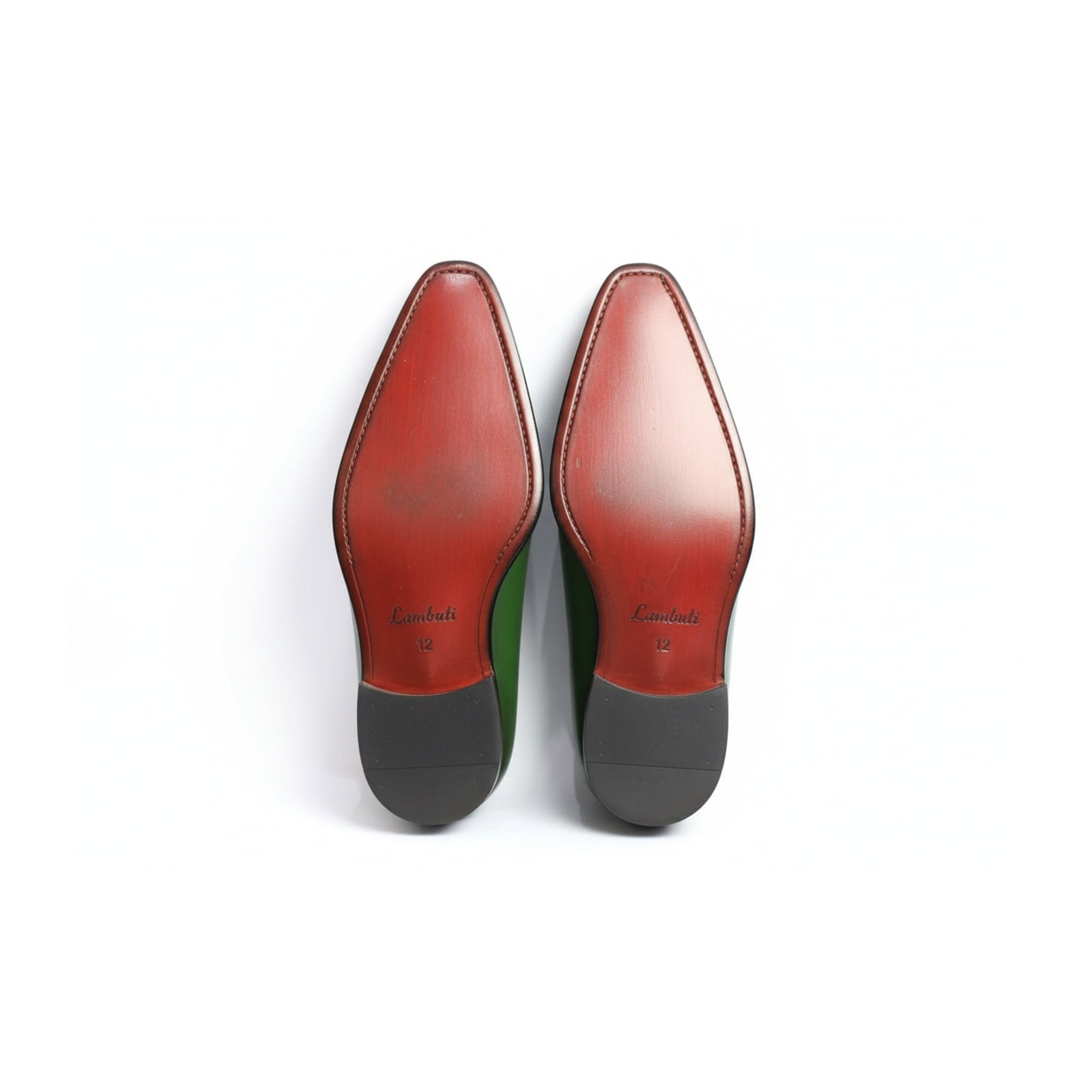 Men's Green Pointed Toe Leather Dress Shoes - sole-view
