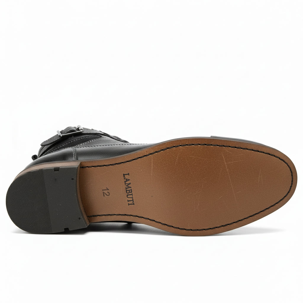 sole-view - Men's Handmade Black Leather Classic Boots with Customization Options