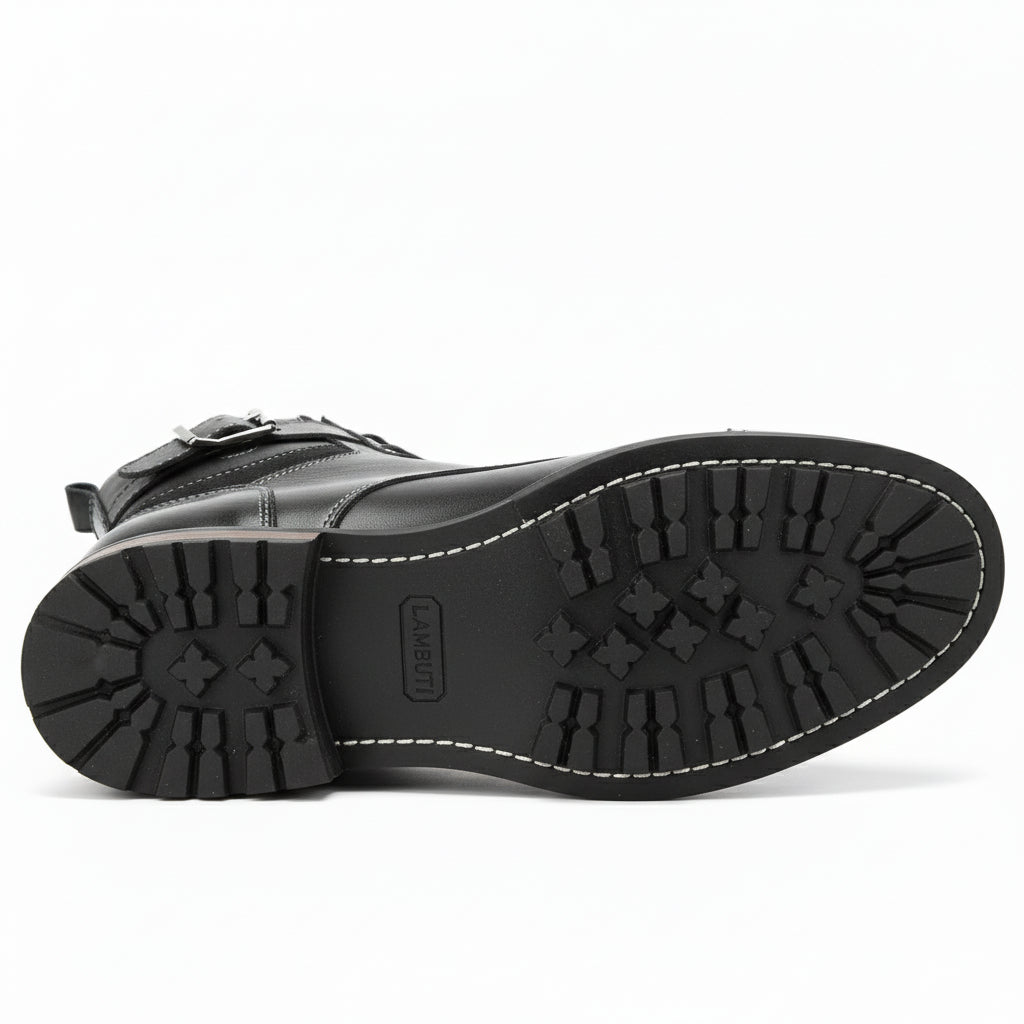 sole-view - Men's Handmade Black Leather Classic Boots with Customization Options