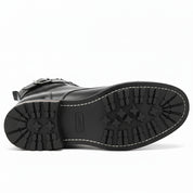 sole-view - Men's Handmade Black Leather Classic Boots with Customization Options