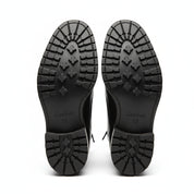sole-view - Men's Handmade Black Leather Combat Boots with Lace-Up Design