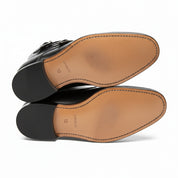 sole-view - Men's Handmade Black Leather Double Monk Boots with Premium Craftsmanship