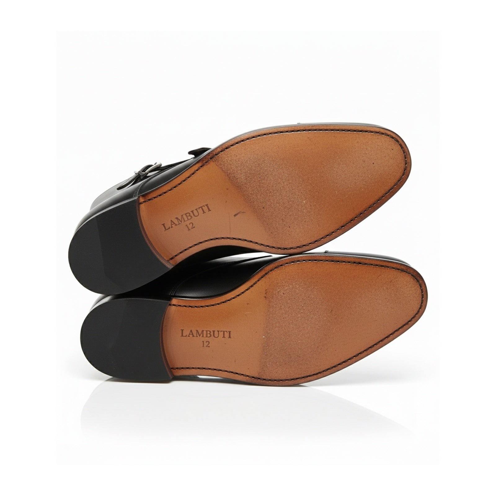 sole-view - Men's Handmade Black Leather Double Monk Strap Boots