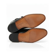 sole-view - Men's Handmade Black Leather Double Monk Strap Boots