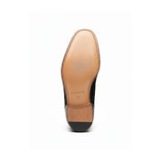 sole-view - Men's Handmade Black Leather Oxford Ankle Boots with Dress Design