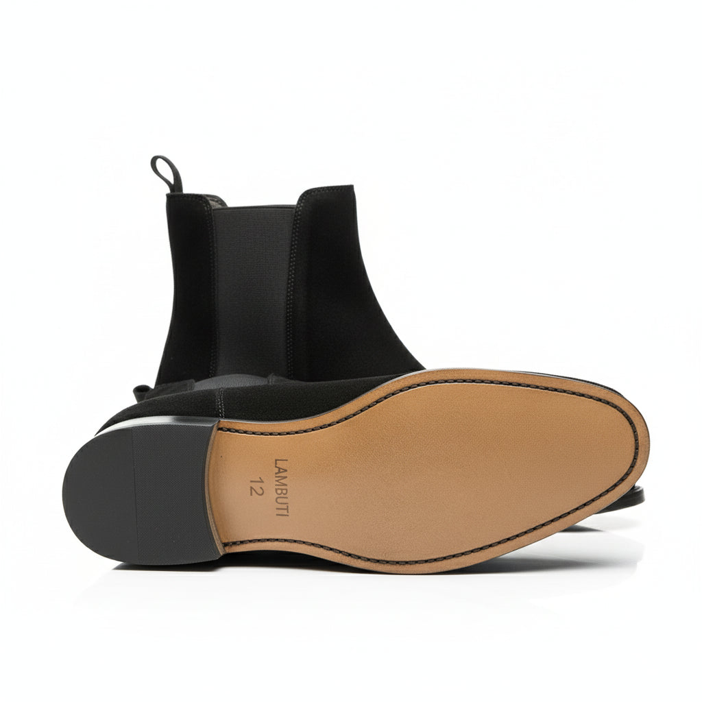 sole-view - Men's Handmade Black Suede Chelsea Boots – Customizable Options