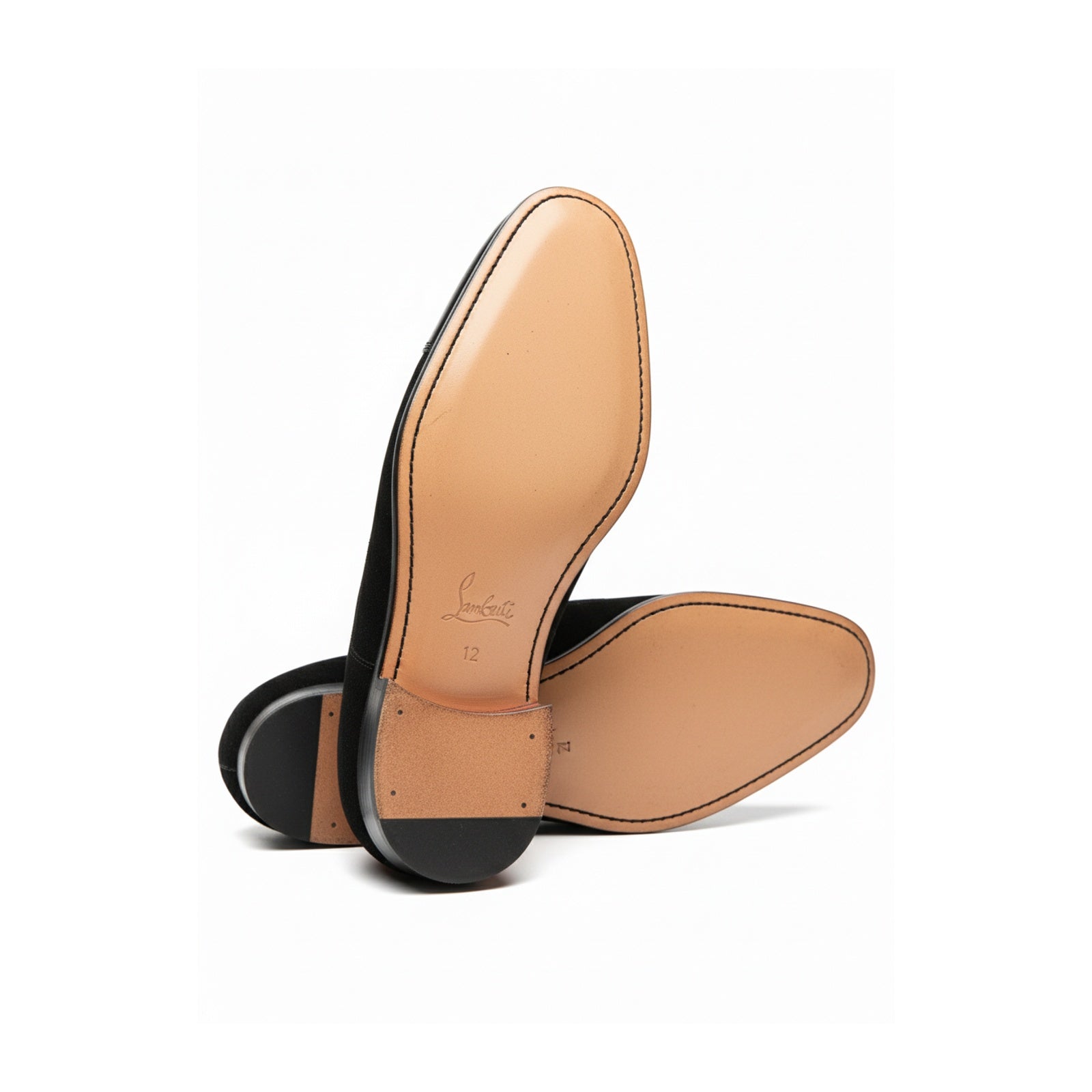 sole-view - Men's Handmade Black Suede & Leather Formal Shoes
