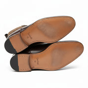 sole-view - Men's Handmade Brown Leather Button Boots with Premium Fit