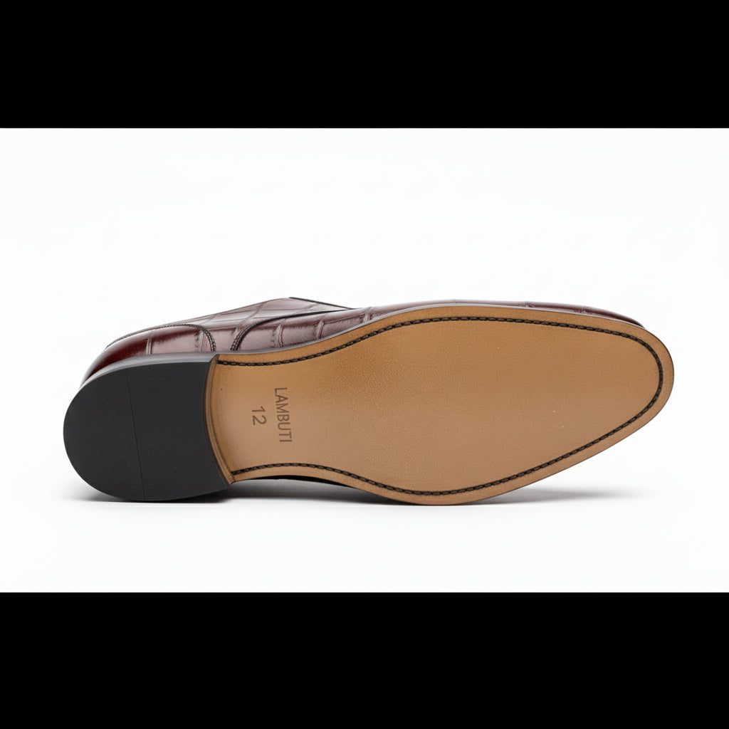 sole-view - Men's Maroon Leather Dress Shoes