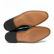 Men's Navy Blue Tassel Moccasins Leather Dress Shoes - sole-view