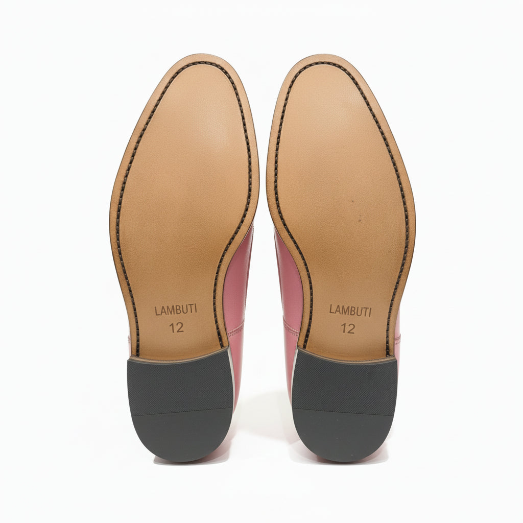 sole-view - Men's Pink Leather Oxford Shoes