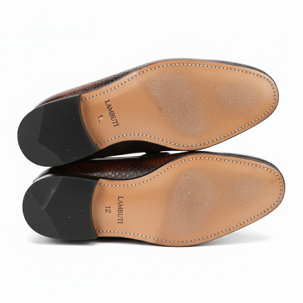 sole-view - Men's Shaded Tan Leather Tassel Loafers
