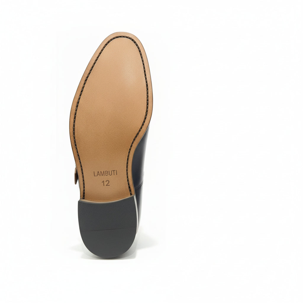 Men's Tan Black Leather Jodhpurs, Office Ankle Boots - sole-view