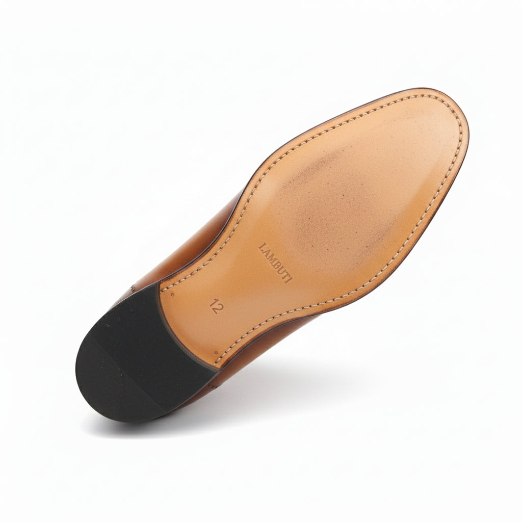 sole-view - Men's Tan Brown Leather Brogue Oxfords