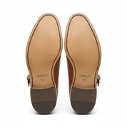 sole-view - Men's Tan Brown Leather Double Monk Chukka Boots