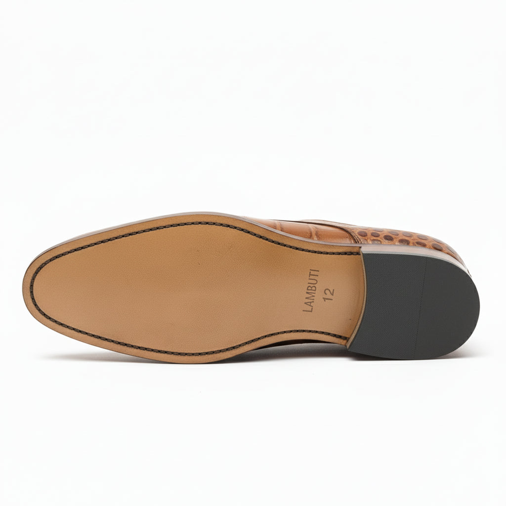 sole-view - Men's Tan Brown Leather Oxford Dress Shoes