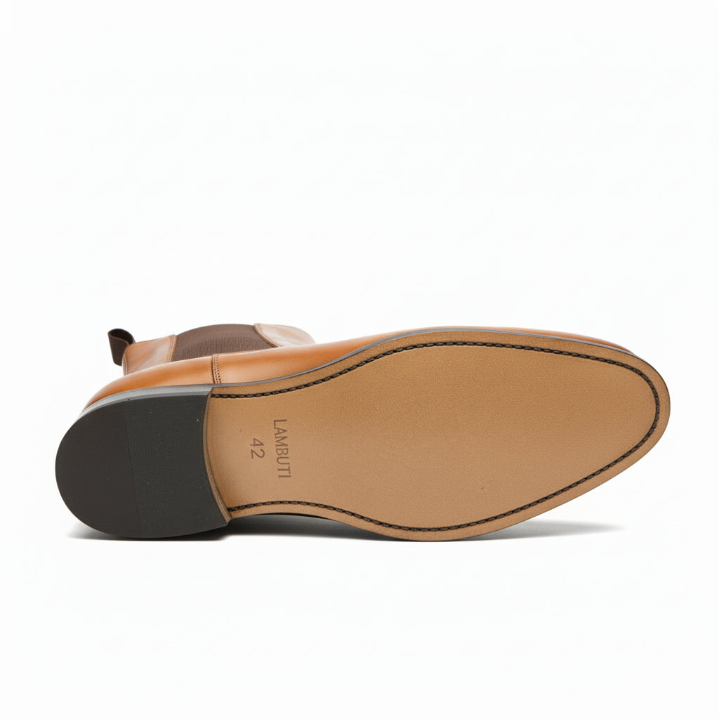 sole-view - Men's Tan Leather Chelsea Boots