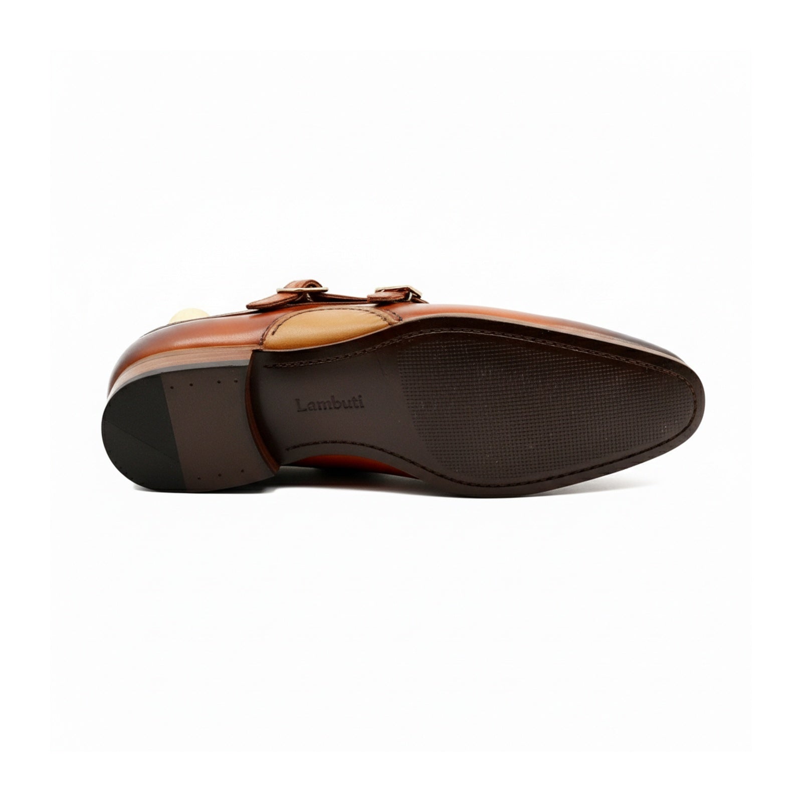 sole-view - Men's Tan Leather Double Buckle Oxfords