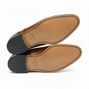 Men's Tan Leather Formal Dress Shoes - sole-view