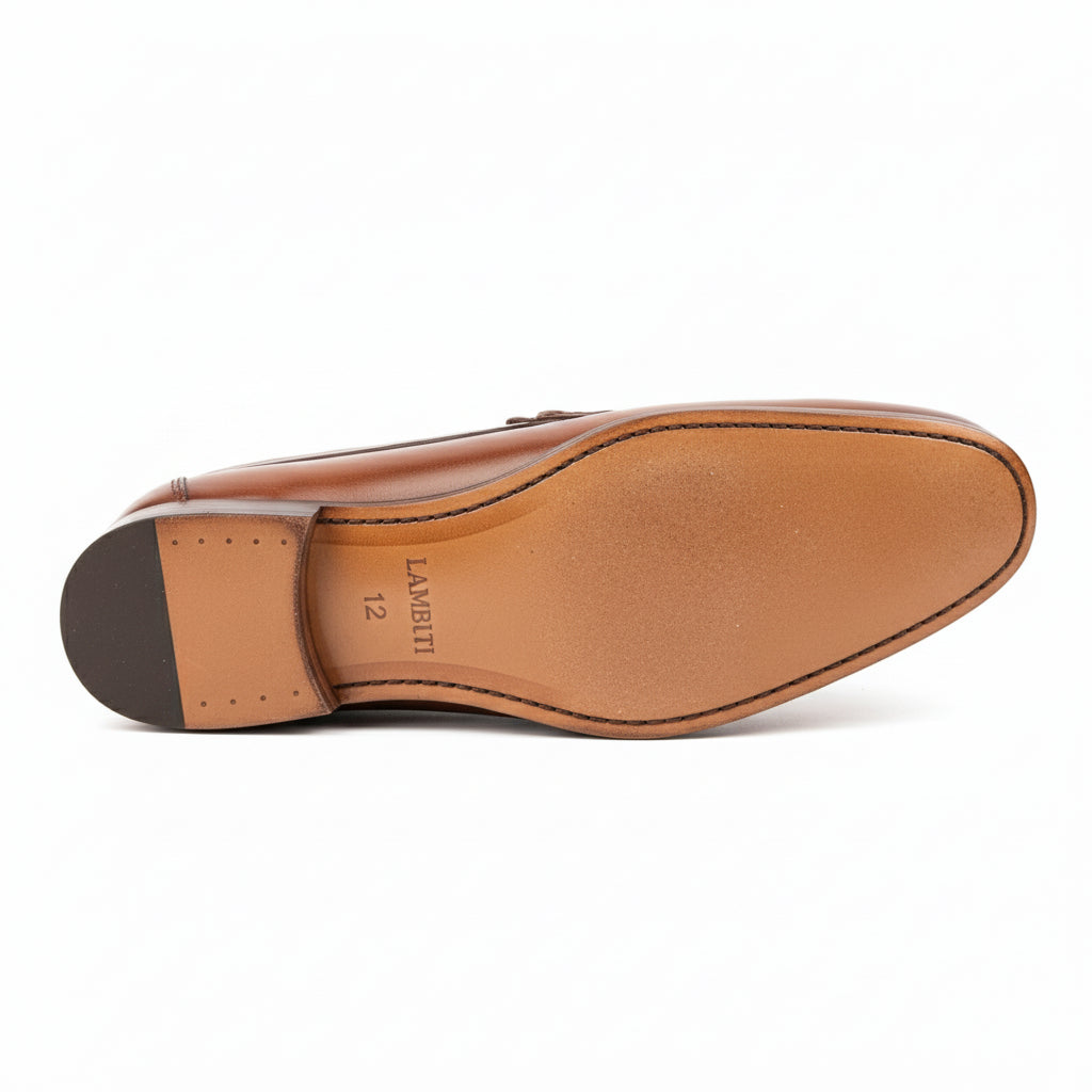 Men's Tan Leather Loafers - sole-view