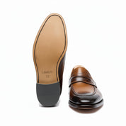 Men's Tan Leather Moccasins - sole-view