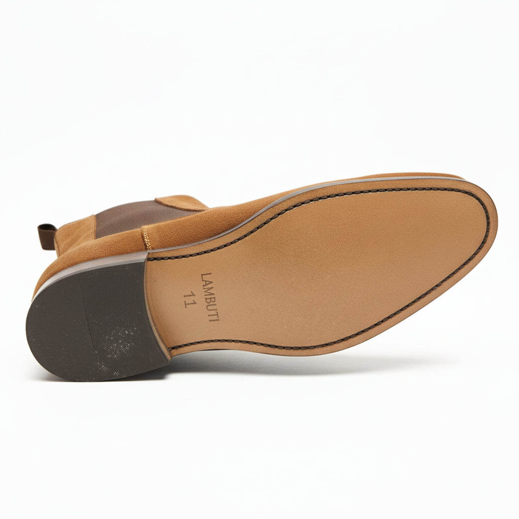 Men's Tan Suede Chelsea Boots - sole-view