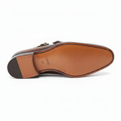Men's Two Tone Double Monk Leather Shoes - sole-view