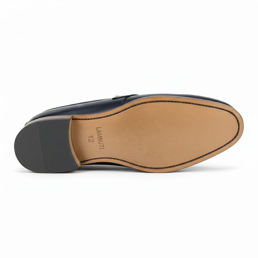 Men's Two-Tone Leather Loafer Moccasins - sole-view