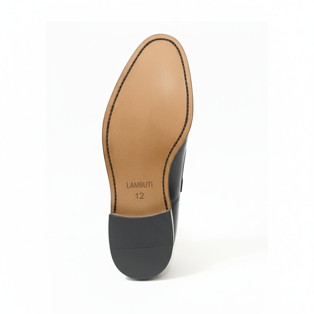 sole-view - Men's Two-Tone Leather Moccasins – Black Dress Shoes