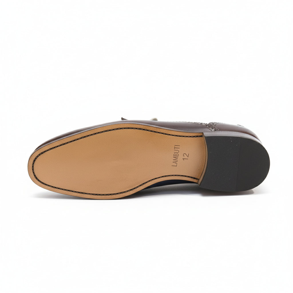 sole-view - Men's Two Tone Leather Tassel Moccasins