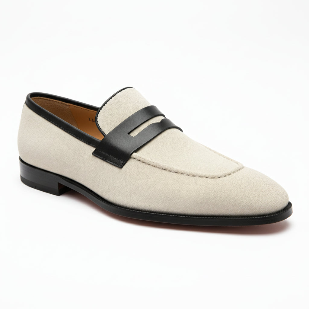Men's Two-Tone Suede Loafers - sole-view