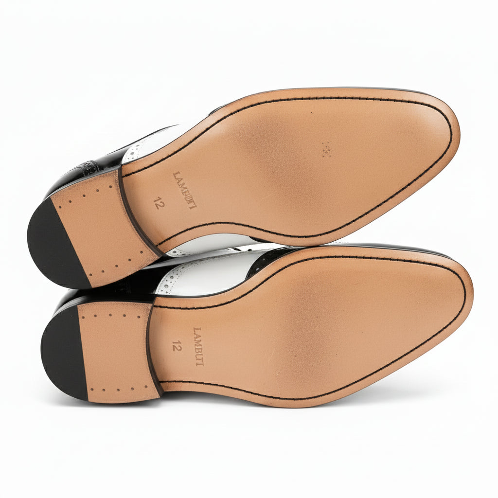 Men's Two-Tone Wingtip Leather Dress Shoes - sole-view