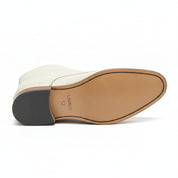 Men's White Leather Chukka Boots with Square Toe - sole-view
