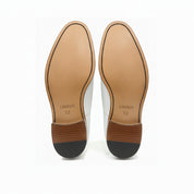 sole-view - Men's White Leather Moccasin Loafers