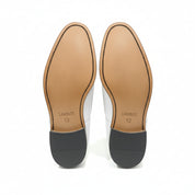 Men's White Leather Moccasins for Parties - sole-view