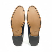 sole-view - Men's White & Navy Blue Leather Oxford Brogue Shoes