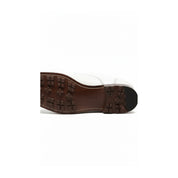 Men's White Wingtip Leather Party Shoes - sole-view