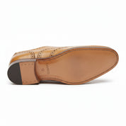 Men's Wingtip Brogue Leather Dress Shoes in Tan - sole-view