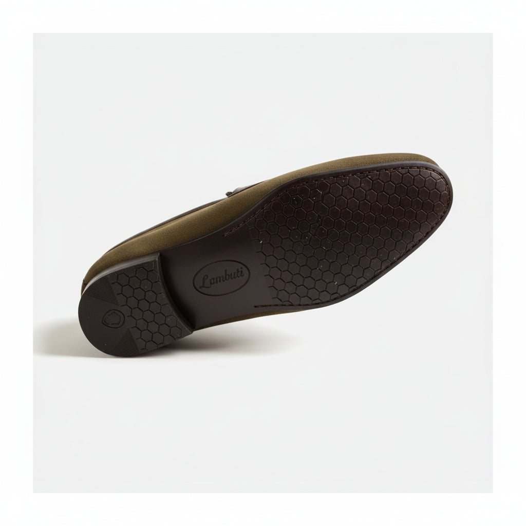 Men's Brown Suede Moccasin Loafers - sole-view