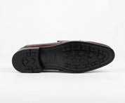 sole-view - Handmade Men Burgundy Leather Fringe Dress Shoes, Men Leather Penny Loafer