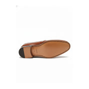 Two-Tone Leather Loafer Moccasins in Brown and White - sole-view