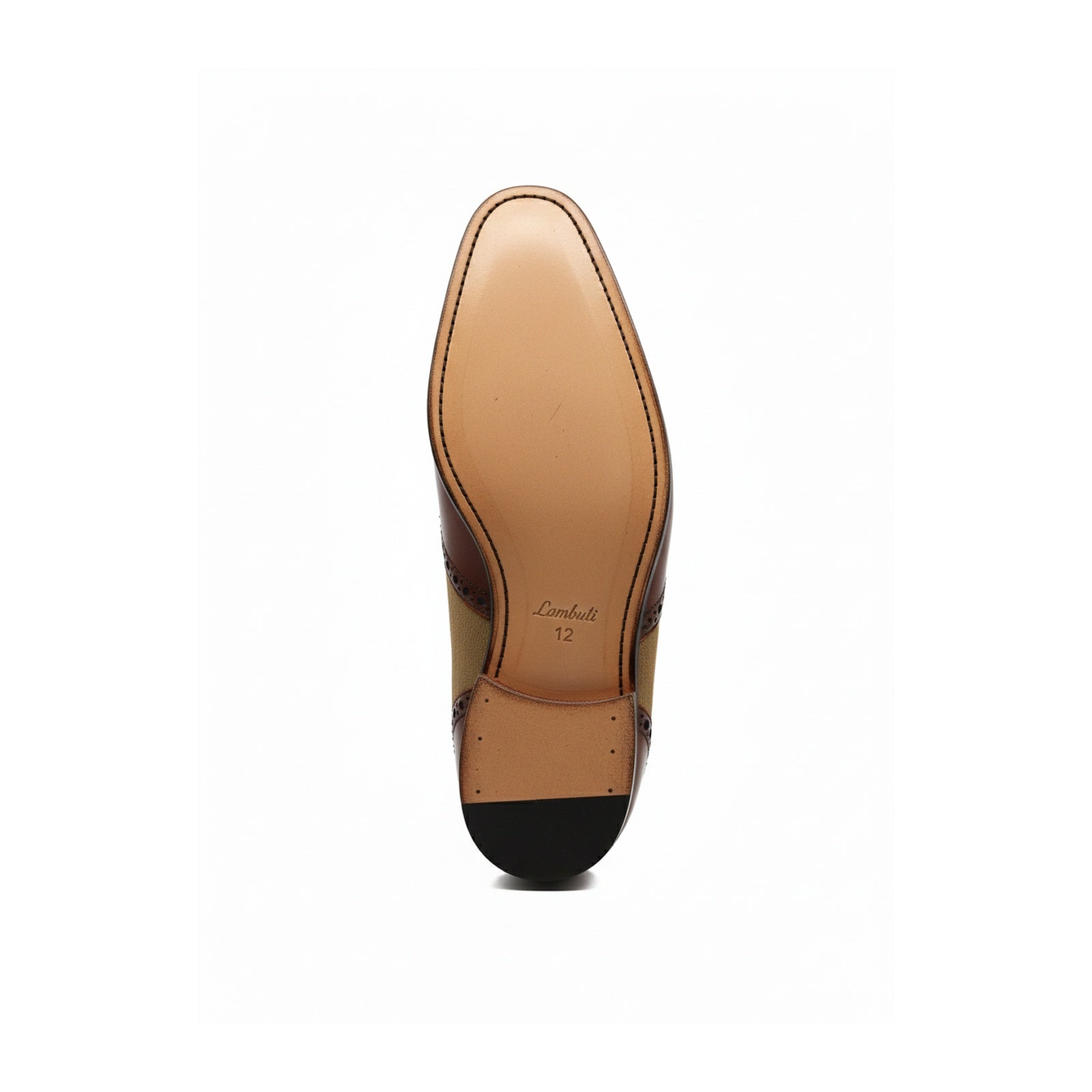 Two-tone Wingtip Brogue Moccasins in Suede and Leather - sole-view