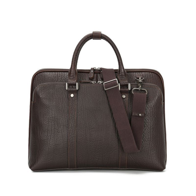 Sophisticated Leather Briefcase with Front Pocket