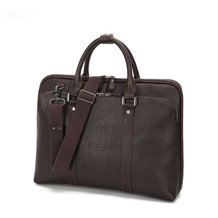 Sophisticated Leather Briefcase with Front Pocket