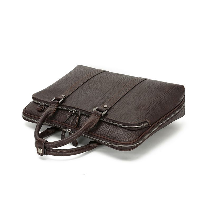 Sophisticated Leather Briefcase with Front Pocket